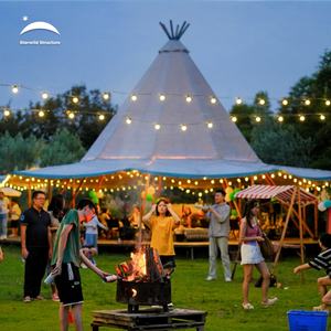 Combinaison extérieure Glamping Tente indienne Safari Toile de coton Cadre en bois Tipi Yourte Tipi Tente de fête Mariage - Product Image 1