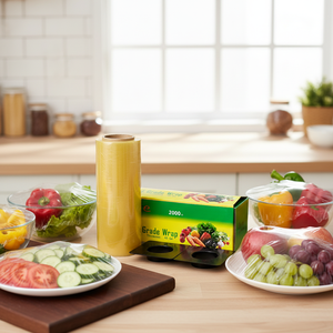<span class=keywords><strong>Pellicola</strong></span> trasparente personalizzata per alimenti con supporto e coltello da taglio per avvolgere frutta e verdura. - Product Image 6
