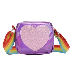 Wholesale Kids Crossbody Bag PU Cartoon Holographic Leather Sling Bag Purse for Girls