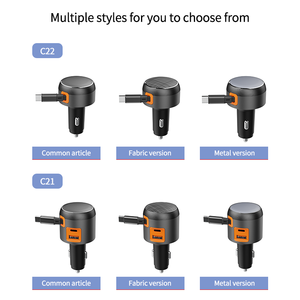 Cargador de coche retráctil metálico de 60w con logo OEM, doble puerto, carga rápida de 30W, USB tipo C, para iPhone y todos los teléfonos Android. - Product Image 6