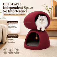 Mobilier pour chat d'intérieur : Maison pour chat double couche, semi-fermée, type grotte, lit stable anti-basculement, abri pour animaux de compagnie, pour usage humain et animal, multi-scènes