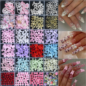24 Grilles/Boîte 3D Macarons Coloré <span class=keywords><strong>Mini</strong></span> Arc Nail Charms 0.4X0.6mm Résine Mignon Bowknot Nail Art DIY Kawaii Bowknot Nail Supplies - Product Image 2