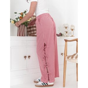 2025 femmes pantalons de salon jambe large Plaid pyjama bas fente latérale taille élastique poches respirant taille moyenne motif Animal - Product Image 2