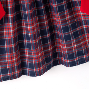 Robe en coton smockée à manches courtes bleue avec broderie de Père Noël et motif écossais pour bébé, enfant en bas âge, fille, hiver, Noël, en stock - Product Image 6