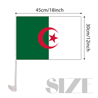 Drapeau de voiture Algérie à clipser sur vitre 12x18 pouces, drapeau national algérien avec mât en plastique, décoration extérieure automobile, cadeau pour supporter de football