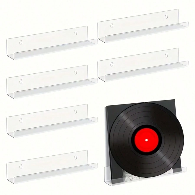 Clear Acrylic Record Wall Mount Shelf Invisible Floating Display Stand for 12 Inch Album Covers, Modern Home Decor Storage Rack