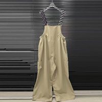 Nouveau Pantalon et Salopette Femme Ample à Jambes Larges avec Poches Style Cargo en Jean, Combi-pantalon Décontractée à Bretelles