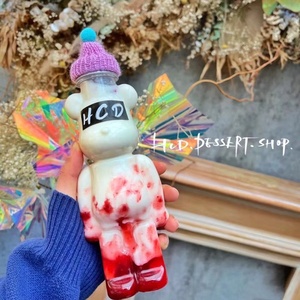 Takeaway ขวดพลาสติกลายการ์ตูนหมีน่ารักขนาด400มล.,ขวดพลาสติกใส่น้ำผลไม้ชานมสำหรับเด็กแก้วน้ำดื่มไวน์พร้อมฝาเกลียว - Product Image 2
