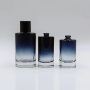 高档奢华OEM定制30毫升50毫升渐变蓝色方形玻璃香水瓶女士香水持久24小时EDP香水