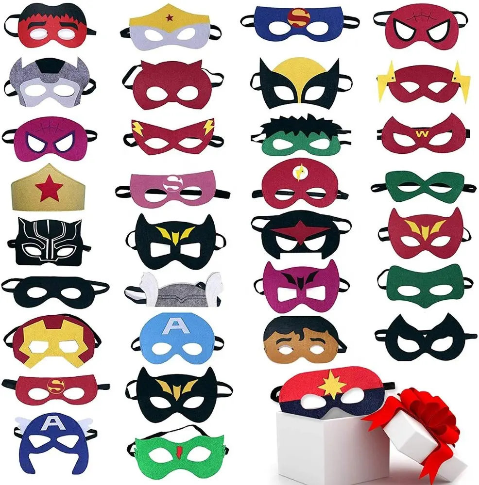 Custom Kerst halloween gezichtsmasker goedkope vilt en elastische superheld maskers party voor kinderen