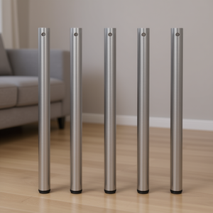 <b>Adjustable</b> Iron Furniture Legs Brushed Nickel Cylindrical <b>Table</b> Legs For Furniture Industrial Design Style - Product Image 2