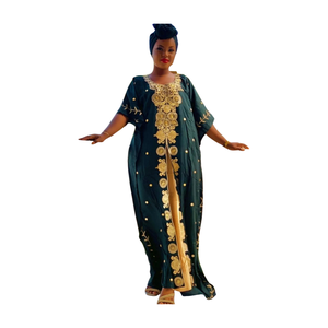 Casual <b>Summer</b> Floor-Length Chiffon <b>Kaftan</b> Dress Asymmetrical Neckline Long Sleeve Lace Back African Style Modern Breathable - Product Image 6