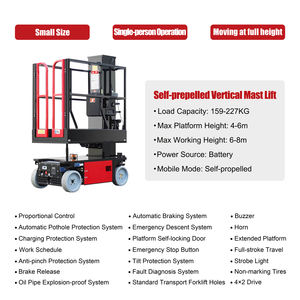 Kleine Draagbare Heftafels 4M 6M Batterij Zelfrijdende Mobiele Elektrische Verticale Mast Telescopische <span class=keywords><strong>Lift</strong></span> Magazijn Manlift - Product Image 3