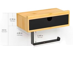 ชั้นวางติดผนังไม้พร้อมลิ้นชักและราวแขวนผ้าสำหรับเก็บของในครัว - Product Image 2