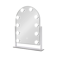 Manufacturer LED Arch Metal+Glass Freestanding Home Use Vanity Mirror 10 Dimmable Bulbs Touch Screen Detachable