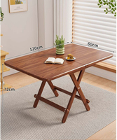 Table pliante de style simple en bois pour extérieur, idéale pour les marchés, les stands de vente, les repas, le camping et les pique-niques