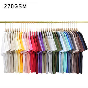 270 Gsm personalizzato uomo 100% cotone bianco tinta unita Tshirt all'ingrosso Logo stampato di alta qualità peso pesante t-shirt per gli uomini - Product Image 3