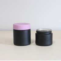 Pot en verre noir mat avec couvercle sécurité enfant, logo personnalisé, 3,5 g, récipient hermétique pour la conservation d'herbes et de fleurs séchées comestibles