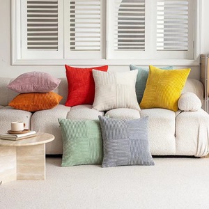 Housse <span class=keywords><strong>de</strong></span> <span class=keywords><strong>coussin</strong></span> carrée moderne <span class=keywords><strong>de</strong></span> haute qualité, motif rayé, douce, écologique, lavable, pour la maison, l'extérieur, le <span class=keywords><strong>salon</strong></span> - Product Image 4