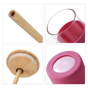 Gobelets en verre sans BPA avec manchons de protection en silicone, couvercles en bambou, pailles, écologiques, différentes capacités, gobelets personnalisés - Product Image 5