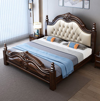Lit double king-size de luxe de style américain et européen, avec rangement intégré, cadre en bois massif et têtes de lit pour lits queen-size