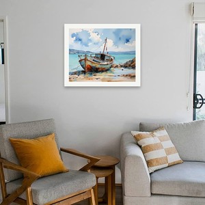 Vernice <span class=keywords><strong>Vintage</strong></span> barca a vela con Kit di numeri per adulti-barca da te stagionata in riva al mare 16x20 pollici, decorazione artistica senza cornice o regali - Product Image 4