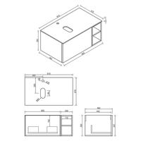 Meuble-lavabo mural flottant cannelé avec vasque en céramique blanche, meuble de rangement pour salle de bain