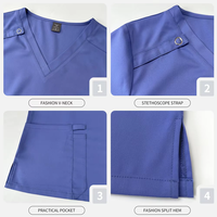 Ensemble de Blouses Médicales Personnalisées en Gros pour Hôpitaux et Soins Infirmiers – Col en V, Pantalon à Cordon, Multi-poches, Doux, Respirant, Mat