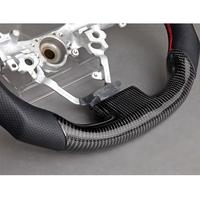 Volant en fibre de carbone Toyota Alphard Vellfire, cuir perforé, surpiqûres rouges, forme D, personnalisé