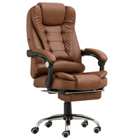 Chaise de bureau ergonomique à dossier haut confortable en cuir PU avec massage et repose-pieds