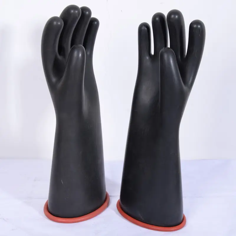 Insulated Safety 10KV 20KV Electric Insulating Nature Rubber Gloves with Straight Cuff