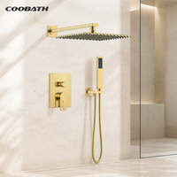 Ensemble de douche à effet pluie avec robinet dissimulé, système de douche mural en cuivre moderne pour hôtel et appartement