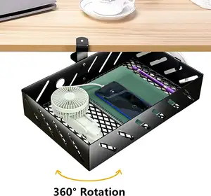 360 degree Rotatable Hidden Under Desk Clamp-on Organizers Storage Drawer for Home Office