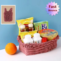 Sac de rangement extensible personnalisé à double poignée, texture plissée, flexible, sac fourre-tout élastique extensible pour les courses et les articles ménagers