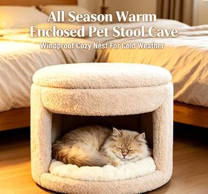 Cama redonda de lana antiarañazos para mascotas, cueva acogedora ortopédica para gatos y perros pequeños y medianos - Product Image 1
