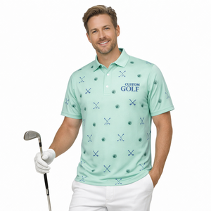Polos de Golf Personalizados con Estampado Completo, Transpirables, que Absorben la Humedad, Suaves al Tacto, Color Verde Menta, con Logotipo Bordado - Product Image 3