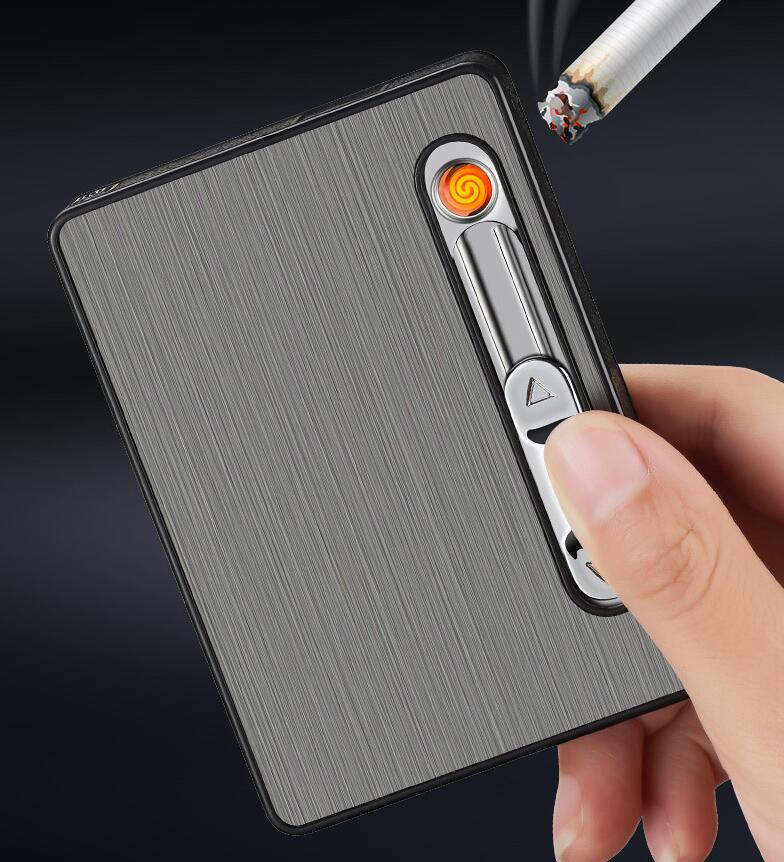 Modern USB Rechargeable Cigarette Case and Lighter Holder