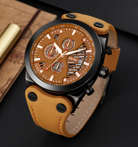 SKMEI 9282 Orologio al Quarzo da <span class=keywords><strong>Uomo</strong></span> Classico Business di Alta Qualità con <span class=keywords><strong>Cinturino</strong></span> in Vera <span class=keywords><strong>Pelle</strong></span> Impermeabile Moda di Alta Gamma - Product Image 2