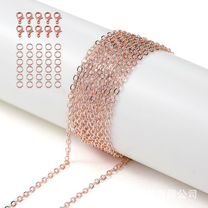DIY Jewelry Accessories Necklace Set Electroplated Gold Flat Wire O Chain Tassel <b>Bracelet</b> Lobster Clasp - Product Image 3