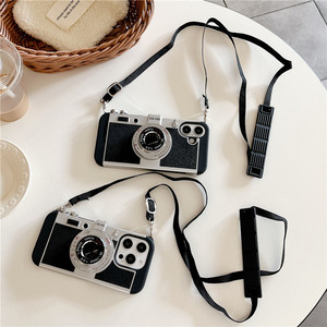 Coque de téléphone portable PC 3D créative style appareil photo rétro pour <span class=keywords><strong>iPhone</strong></span> 17 16 <span class=keywords><strong>Pro</strong></span> 15 Max Apple 14/13 pour Samsung S24 Ultra S23 Plus avec sangle - Product Image 2