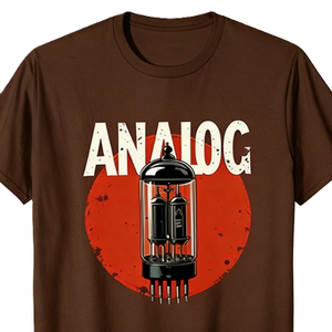 T-shirt graphique à col rond avec impression de lettres, style rétro, pour audiophiles, avec tube à vide analogique, équipement musical vintage, technologie rétro - Product Image 2