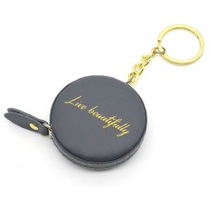 Custom Stamping Gold Color Logo 1.5meter 60inch PU <b>Leather</b> Measure Tape <b>Keychain</b> Portable Pocket Mini Tape Measuring Keyring - Product Image 6