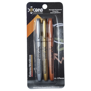 Juego de 3 Rotuladores Permanentes de Color Metálico para Dibujar - Paquete de 3 Piezas en Blíster - Product Image 3