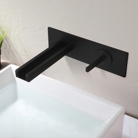 Robinet de lavabo mural dissimulé en laiton noir mat moderne, avec cartouche céramique, monocommande chaud/froid, le mieux noté