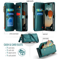 Étui portefeuille 2026 pour iPhone 17 Pro Max 15 14 13 12 11 8 7 Plus avec poche zippée pour femmes et hommes, étui bandoulière pour iPhone 17 Pro Max
