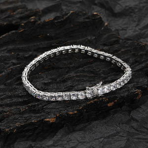 4Mm * 4mm Tennis <b>Bracelet</b>, <b>Copper</b> Micro-inlaid Zircon Single-row Chain Hip-hop Couple <b>Bracelet</b>. Tanjing Fashion Lijing Necklace - Product Image 1