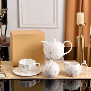 Luxury butterfly Gold Rim Porcelain Tea <b>Cup</b> <b>Set</b> Teapot Tea Pot and <b>Cup</b> <b>Sets</b> Luxury Ceramic Coffee <b>Sets</b> with Saucer - Product Image 2