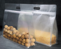 Gratis sample, geen minimale afname, voorraad voor winkels, gedroogd fruit, granen, zijdelings gesealde transparante staande achthoekige zak met handvat