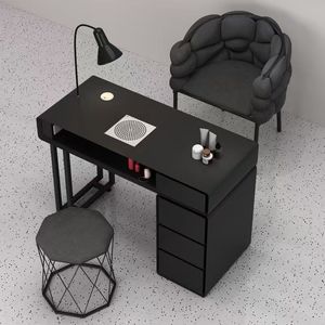 Mesa de Manicura Estilo Francés, Lujosa y Moderna, con Caja de Aluminio Metálico, Muebles de Salón Contemporáneos, Venta Directa de Fábrica, Salón de Uñas - Product Image 1