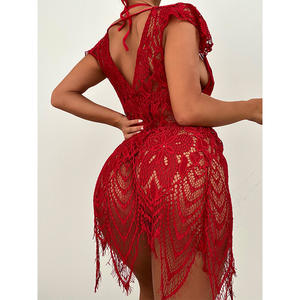 Nuevo traje de lencería Sexy de mujer caliente, lencería Sexy roja de encaje largo, traje de lencería Sexy de tentación de fuego nocturno - Product Image 3